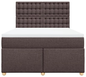 Cama com molas/colchão 140x190 cm tecido castanho-escuro