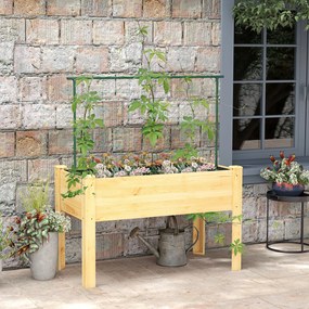 Horta Vertical Elevada com Treliça Mesa de Cultivo para Plantas Trepadeiras Flores Carga Máxima 300 kg 120x60x75 cm Madeira