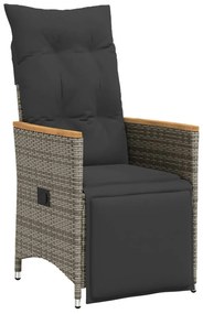 9 pcs conjunto de jantar p/ jardim c/ almofadões vime PE cinza