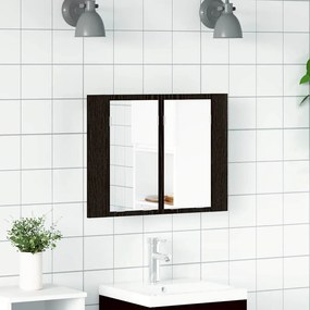 Armário de Espelho LED para Casa de Banho vidaXL Preto Carvalho 60x12x45 cm em Madeira de Engenharia