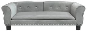 Cama para cães 95x55x30 cm veludo cinzento-claro