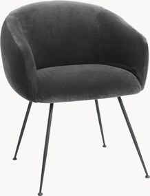 Cadeira de jantar com braços em veludo Elbury