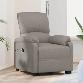 vidaXL Poltrona elevatória tecido cinzento-acastanhado