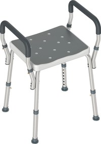 HOMCOM Banco de Duche com Altura Ajustável Banco de Duche de Alumínio Antiderrapante para Idosos 52x45x57-69 cm Cinza | Aosom