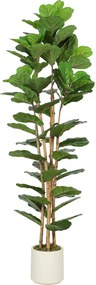 HOMCOM Figueira-lira artificial Planta artificial com 91 folhas, tronco de madeira maciça, vaso, 55 x 55 x 180 cm, Verde | Aosom Portugal