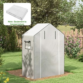 Lona de substituição para estufa de jardim 140 x 73 x 190 cm (ESTRUTURA NÃO INCLUIDA) com janela e porta anti-UV para o jardim - Branca