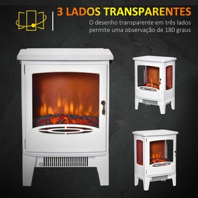 Lareira Elétrica 900W/1800W com Temperatura Ajustável e Proteção Sobreaquecimento para 20-25 ㎡ 39x26x54,8 cm Branco