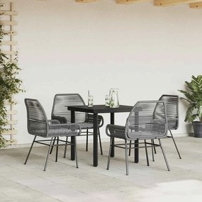 Conjunto jantar jardim 5 peças almofadas vidro vime cinzento PE