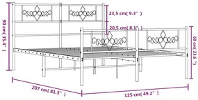Estrutura de cama com cabeceira e pés 120x200 cm metal branco