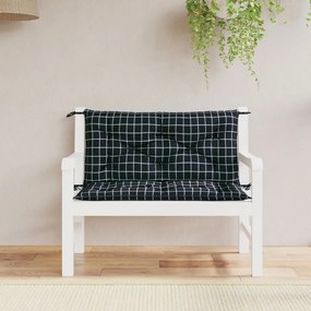 vidaXL Almofadões p/ banco jardim 2 pcs 100x50x7cm tecido xadrez preto