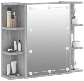 Armário espelhado com LED 70x16,5x60 cm sonoma cinza