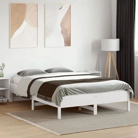 Cama sem colchão 135x190 cm madeira de pinho maciça branco