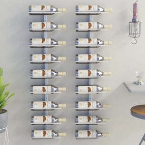 Garrafeira de parede para 9 garrafas 2 pcs ferro branco