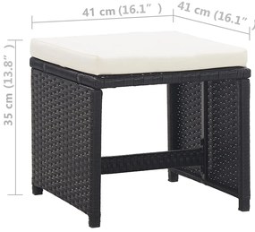 13 pcs conjunto jantar exterior com almofadões vime PE preto
