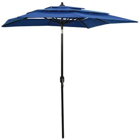 vidaXL Guarda-sol de jardim 3 camadas c/ poste de alumínio azul-ciano