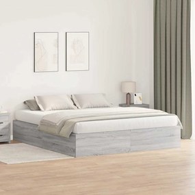 vidaXL Estrado de cama com arrumação Cinza Sonoma 200 x 200 cm