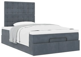 Estrutura de cama otomana com colchões cinza escuro Veludo