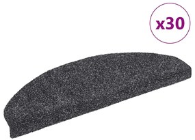 vidaXL Tapetes de escada autoadesivos 30 pcs 65x21x4cm cinzento-escuro