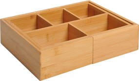 HOMCOM Caixa Organizadora Bambu Extensível 5-7 Compartimentos 24,6-41x17,6x7cm Escritório Madeira | Aosom Portugal