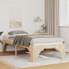 vidaXL Estrutura de cama de chão Castanho Madeira de pinho maciça