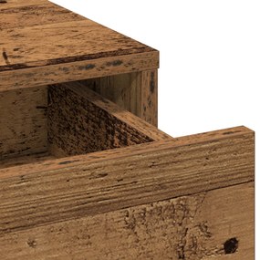 Conjunto de Mesa de Maquiagem 3 Peças MDF Madeira Envelhecida