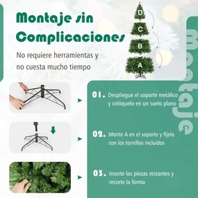 Árvore de Natal artificial de 270 cm com 2132 pontas de folhas de PVC, abertura automática e suporte de metal Verde