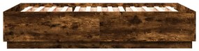 Estrutura cama c/ luzes LED derivados madeira carvalho fumado