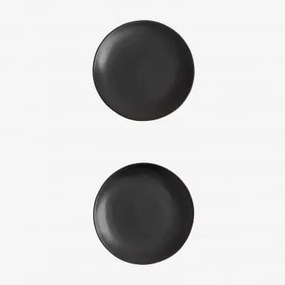 Pack De 2 Pratos De Sobremesa Belvere Preto - Sklum