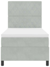 Cama Box Spring com Colchão Cinza Claro 90x200 cm Veludo