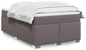 Cama com molas/colchão 120x200 cm couro artificial cinzento