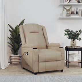 vidaXL Poltrona elevatória couro artificial cappuccino