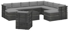 12 pcs conjunto lounge de paletes com almofadões pinho maciço