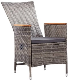 Cadeiras de exterior 2 pcs com almofadões vime PE cinzento