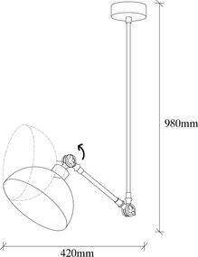 Candeeiro Suspenso Dram – Preto – 42 x 42 cm