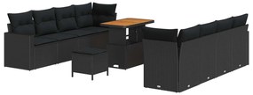 vidaXL Conjunto de Sofá de Jardim 11 pcs Preto vime PE