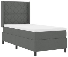 Cama Box com Colchão e LED Cinza Escuro 90x200 cm em Tecido.