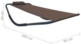Espreguiçadeira de jardim 200x90 cm aço castanho