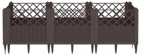 Vaso/floreira jardim c/ estacas 123,5x43,5x43,5 cm PP castanho