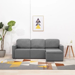 288783 vidaXL Sofá-cama modular de 3 lugares tecido cinzento-claro