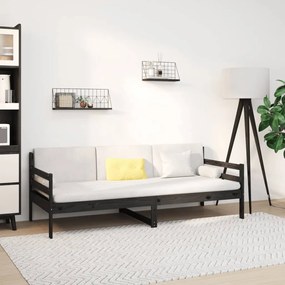 814643 vidaXL Sofá-cama 90x190 cm madeira de pinho maciça preto