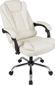 Cadeira de Escritório Ergonómica, 66 x 59-98 x 108-118 cm, Encosto Reclinável de 90-135°, Bege