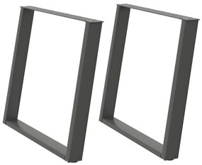 Pés para mesa de jantar em formato de U, 2 peças, antracite, 90x (72-7