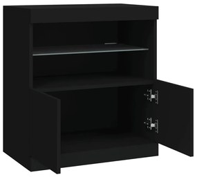 Aparador com luzes LED 60x37x67 cm preto
