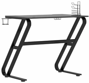 Secretária de gaming c/ pernas em forma de ZZ 90x60x75 cm preto