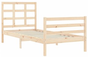 Estrutura de cama com cabeceira 90x200 cm madeira maciça