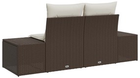 Sofá de Jardim de 2 Lugares com Almofadas Castanho Rattan