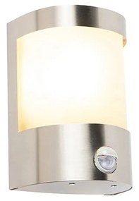 Candeeiro de parede exterior moderno em aço inoxidável com sensor de movimento IP44 - Mira Moderno