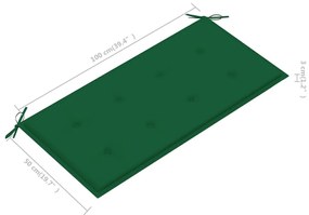 Banco de jardim c/ almofadão verde 112 cm teca maciça