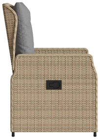 Cadeiras jardim reclináveis 2 pcs vime PE bege