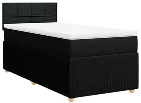 Cama com molas/colchão 90x200 cm tecido preto